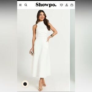 Showpo White Sleeveless Midi Dress